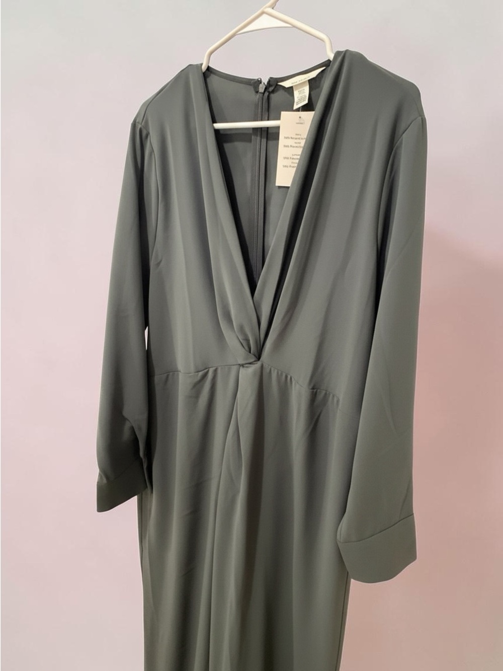 H&M Long Sleeve V-Neck Maxi Dress in Sage Green
